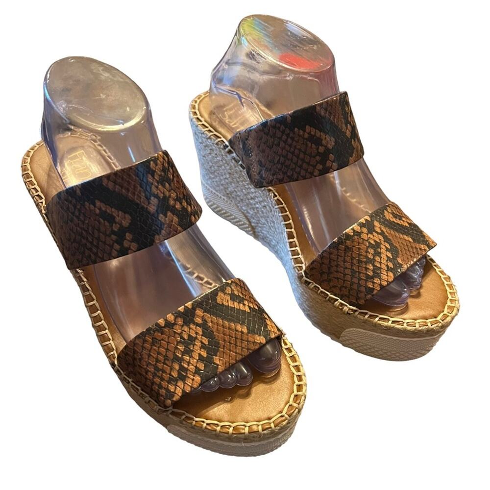 Franco Sarto Nora Espadrilles Brown Snake Print NEW Size 9 - Picture 2 of 10
